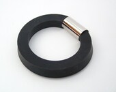 rubber bangle, edgy fashion, industrial jewellery, black bracelet, urban wristband, rocker chic, chunky modern design