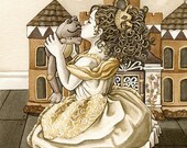 The Princess And The Frog - 8x10 ORIGINAL watercolor painting by Tracy Lizotte