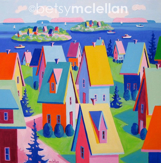 Maine Landscape - Cottages - Giclee Print