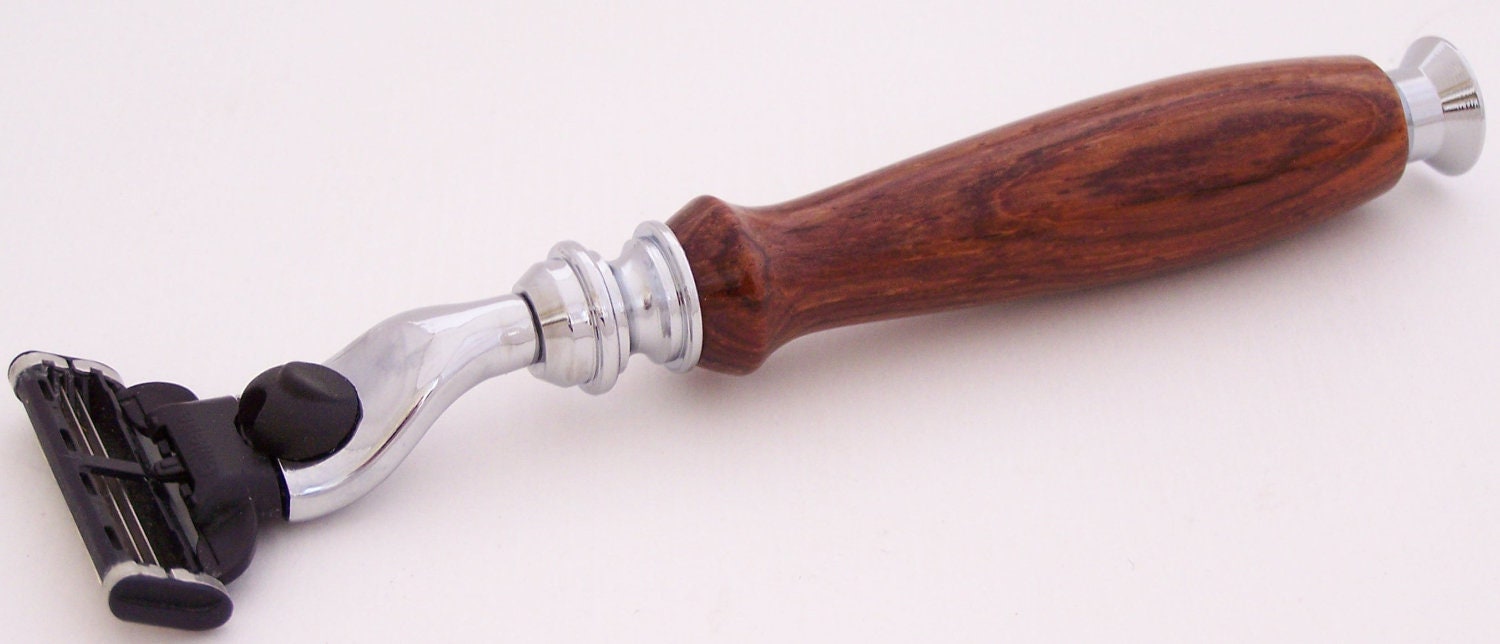 Cocobolo Wood Mach 3 Razor Shaving Handle (Handmade in USA)