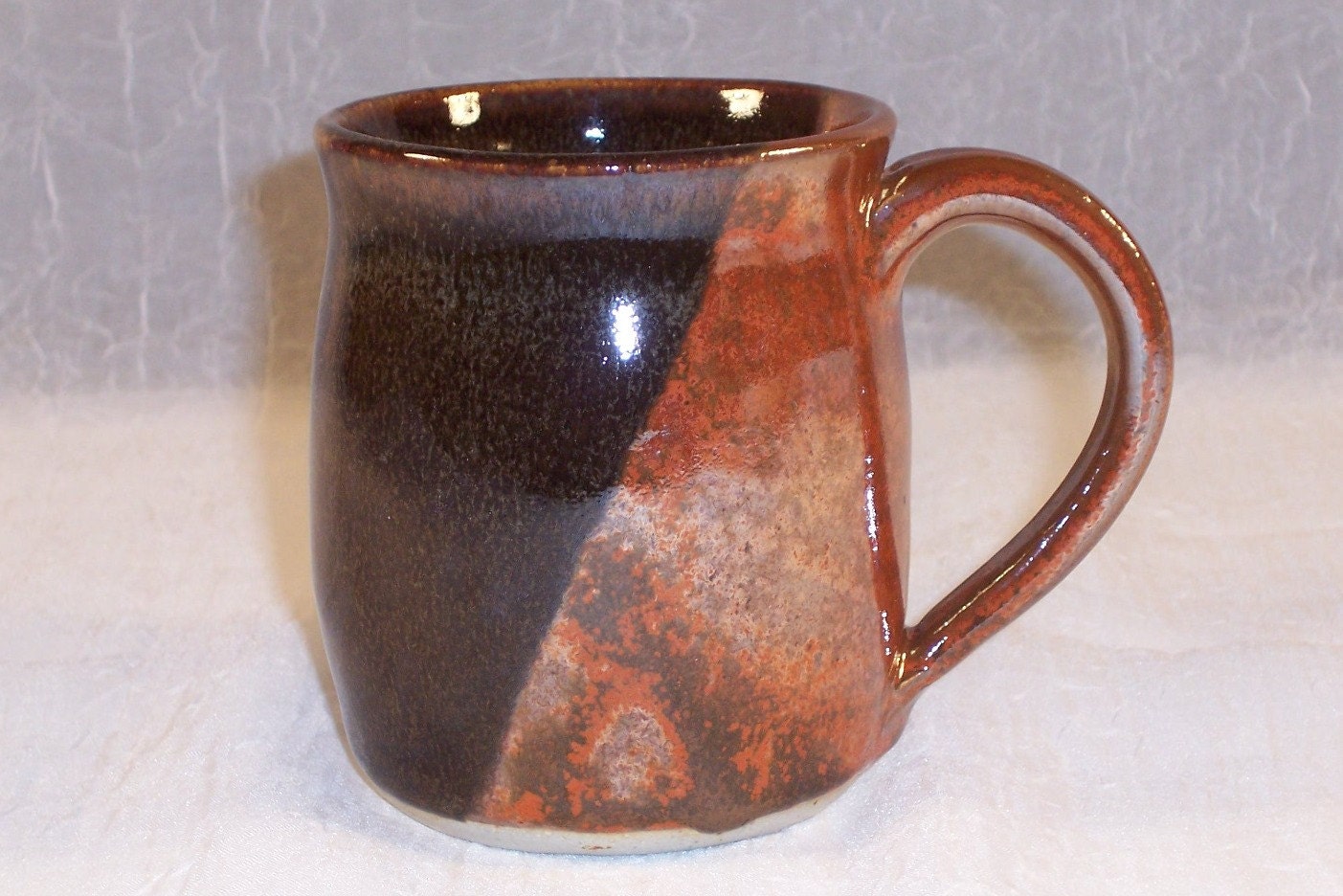 Ceramic Mug Brown, Tomato Red Coffee Cup Handmade Wheel Thrown Stoneware Coffee mugs Ceramics Pottery