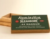 Oak cartridge box for .44 Magnum with reproduction Remington label