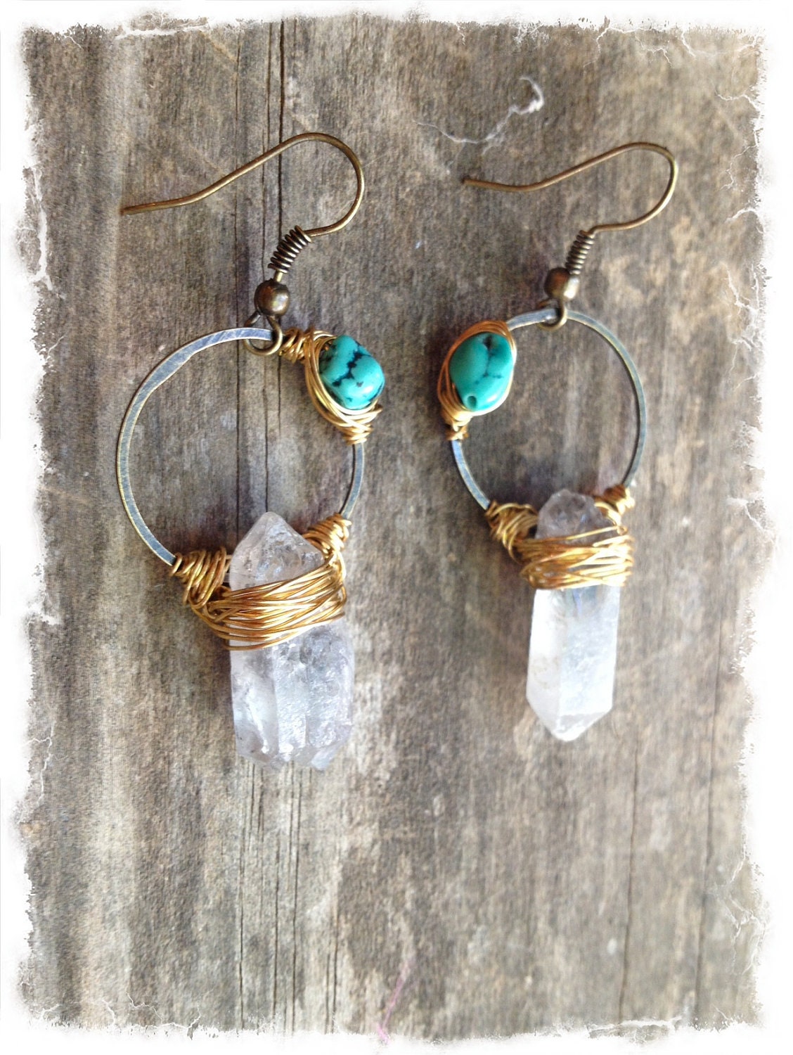 Raw Crystal Earrings Raw Quartz Earrings by DeerGirlDesigns