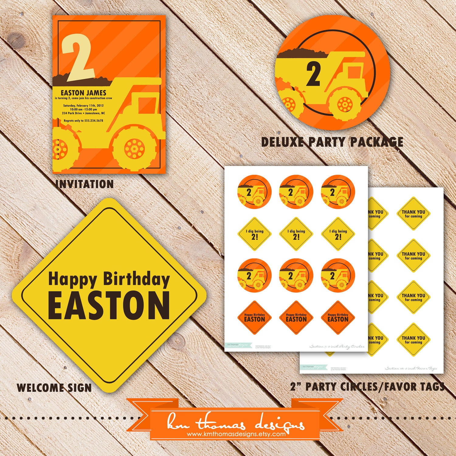 DELUXE Construction Zone Party Package...Personalized Invitation and Party Printables...by KM Thomas Designs Il_570xn