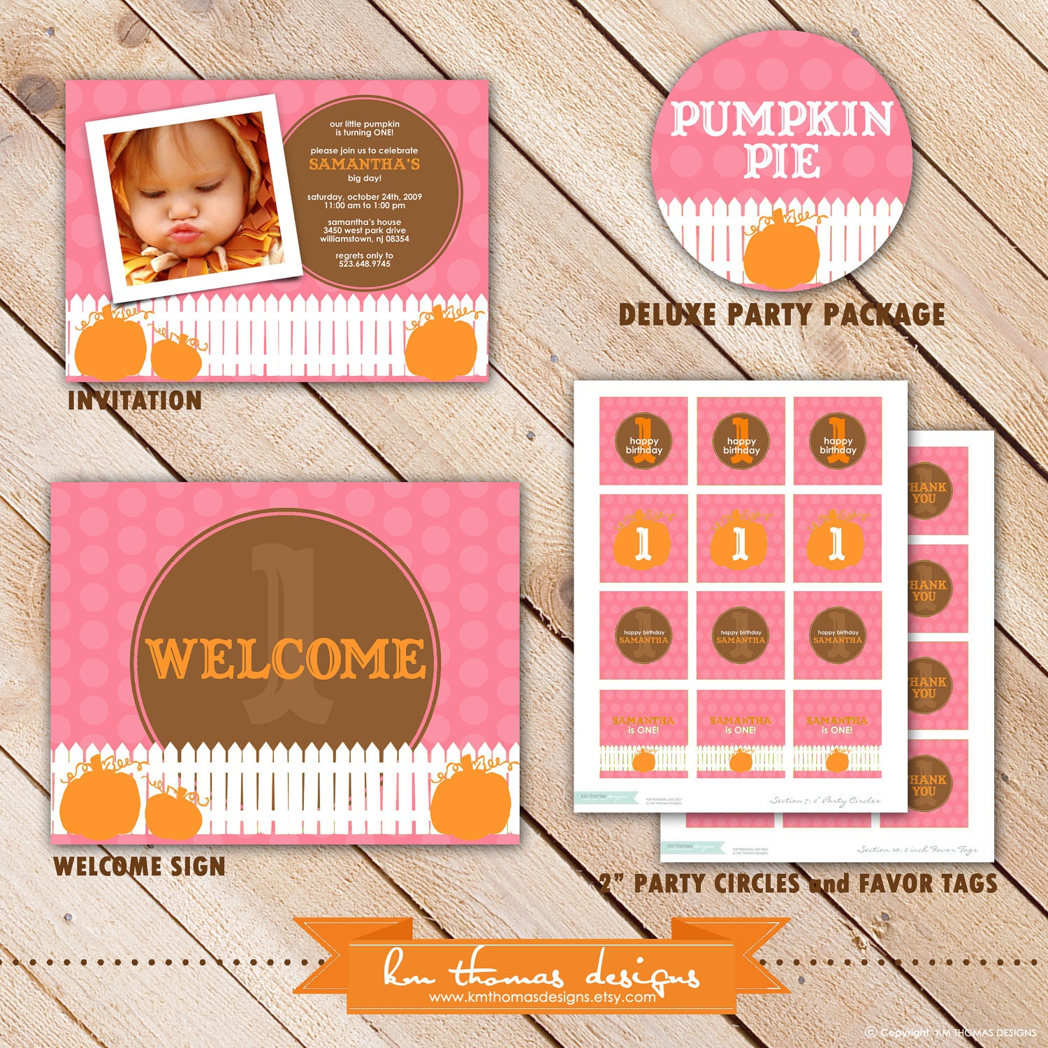 Deluxe Custom Printable Party Package...PUMPKIN PIE Collection...Personalized...by KM Thomas Designs Il_570xn