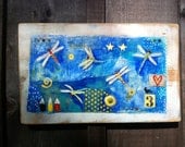 Dragonflies Original Repurposed Mixed Media cyber Monday free ornament