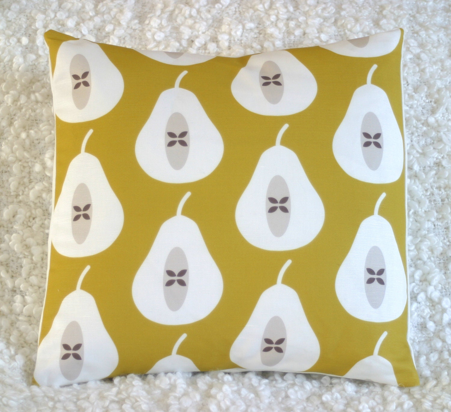Mustard Pear Print Throw Cushion Cover Pillow Sham
