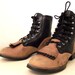Broken In Lace up cowboy boots with fringe -- black and brown