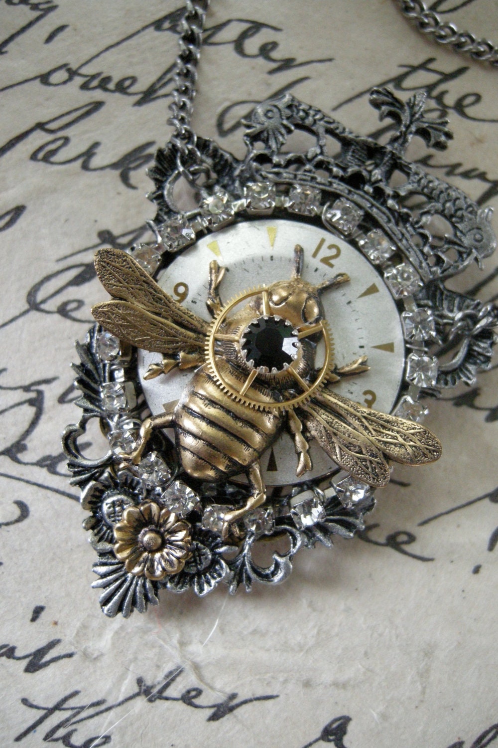 Steampunk Queen Bee Necklace on Chain - FernStreetDesigns