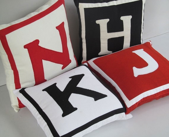 Custom made  monogram pillow cover - choose your colors 14 inch