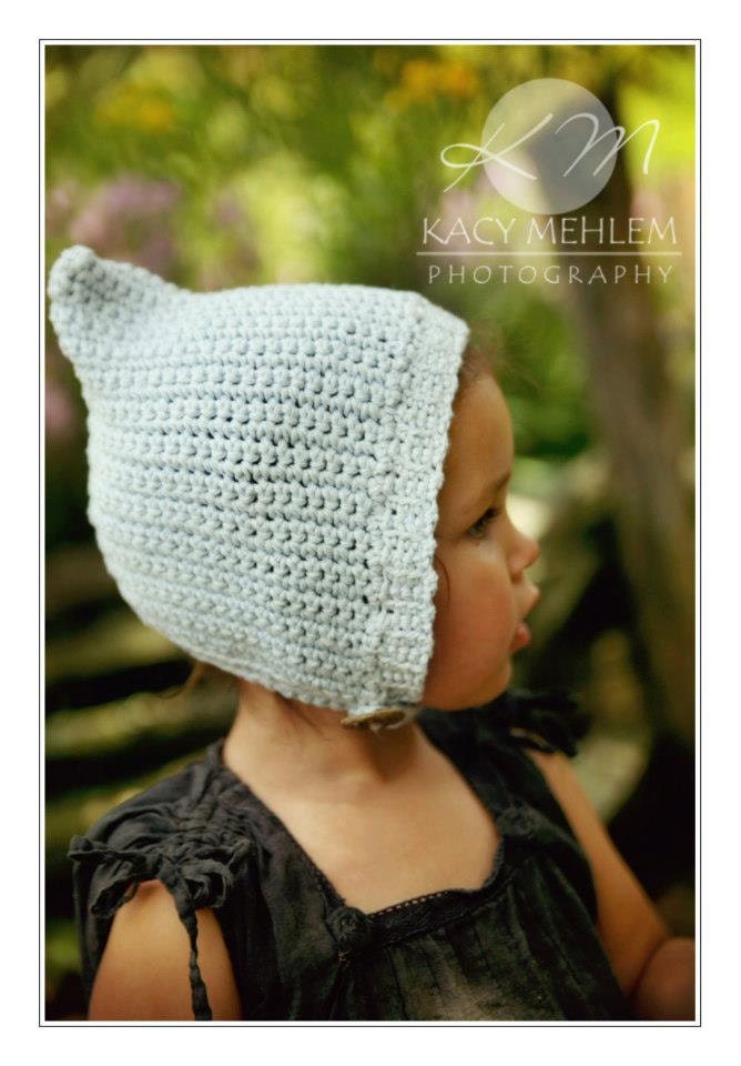 Lil' Pixie Baby Bonnet with Button - Hand Knit - Eco Friendly Photo Prop