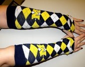 University of Michigan Fingerless gloves, arm warmers, Wolverines, go blue, Adult and teen arm warmers, handmade repurposed