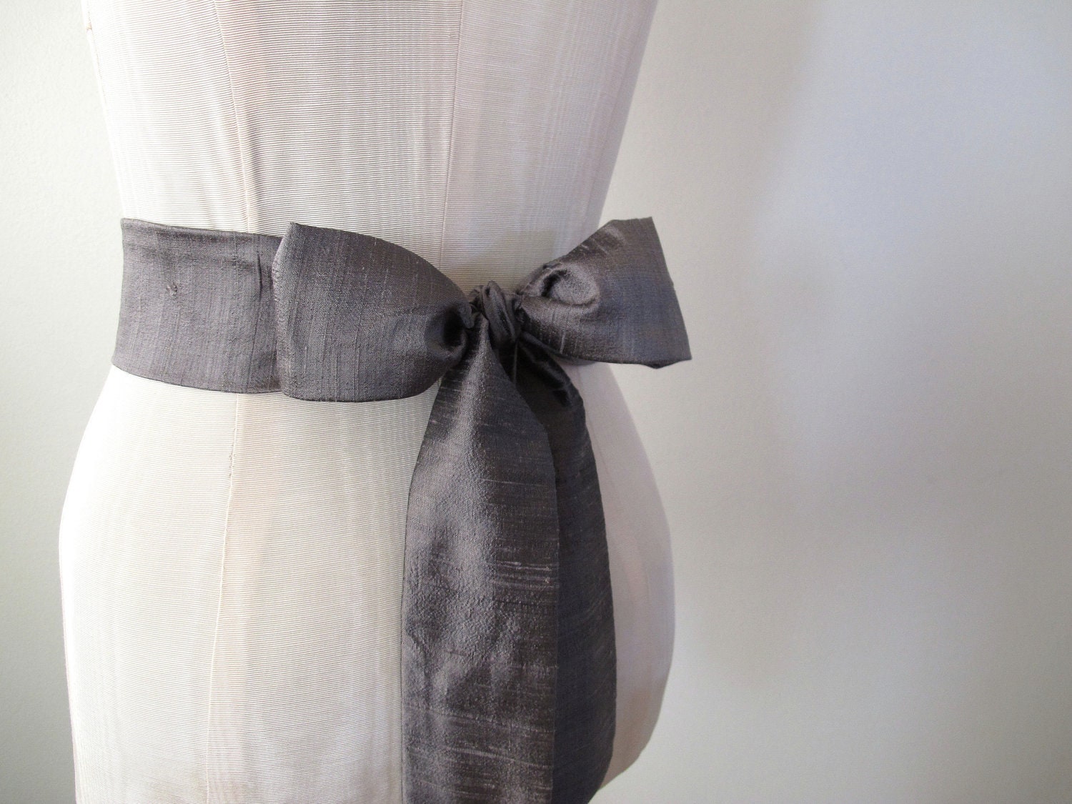 Dupioni Silk Sash Bow Belt Wedding Sash - Charcoal Grey Slate Gray by ccdoodle on etsy - made to order - limited