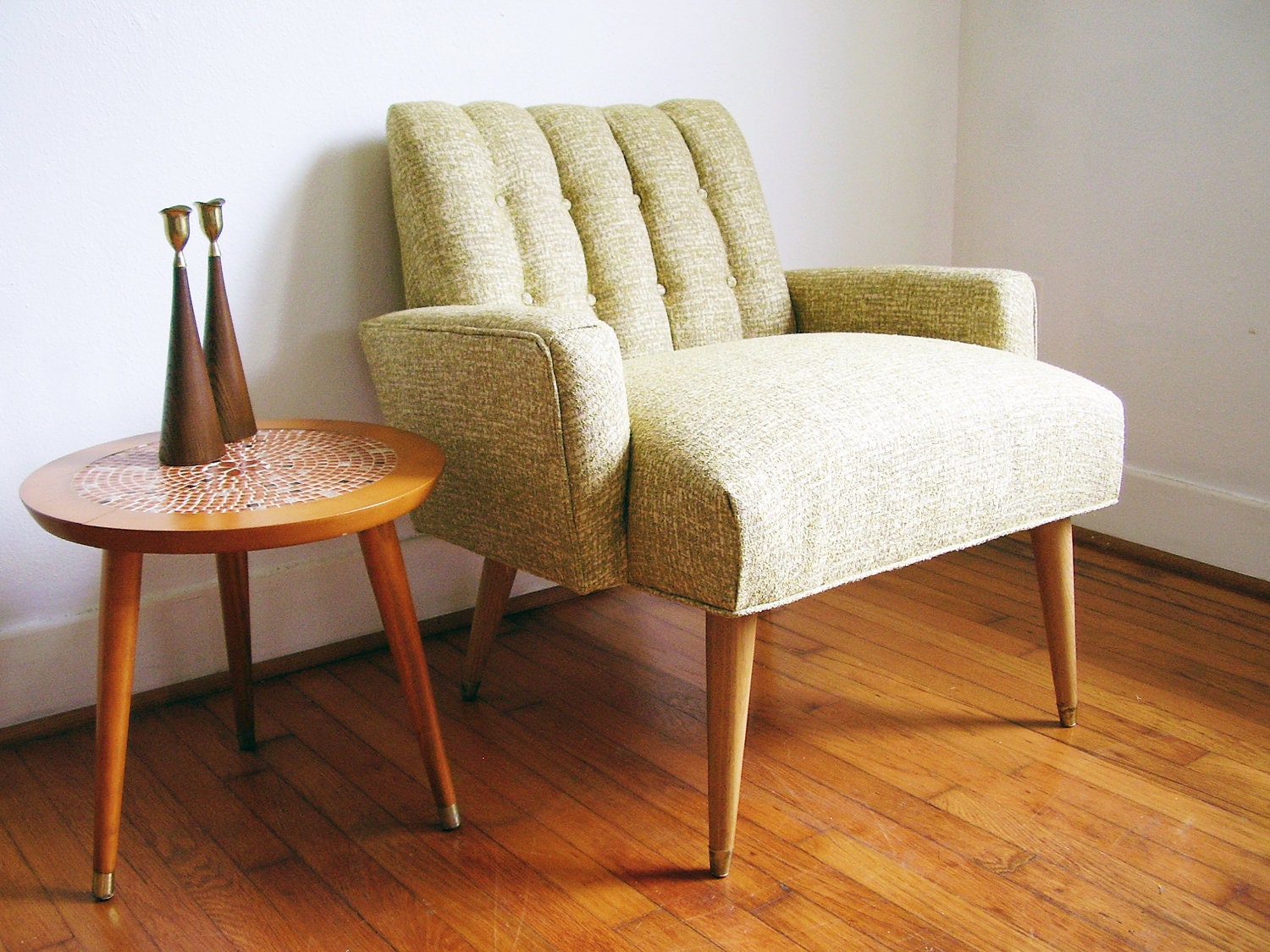 Mid-Century Vintage Retro Channel Back Arm Chair