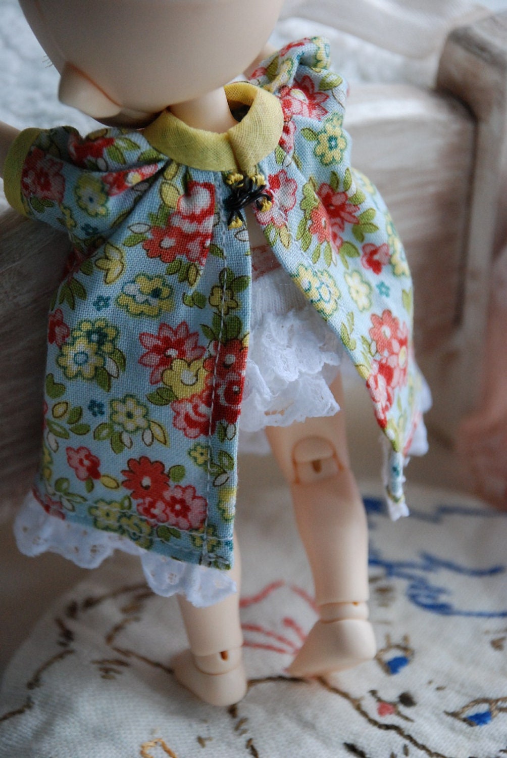 Lati Yellow Pukifee Summer Cottage Dress in Blue