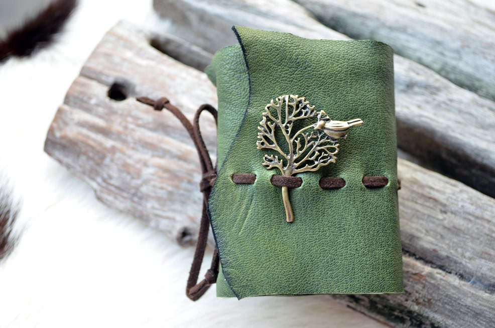 MiniBook A8 Big Tree & Vintage Green leather