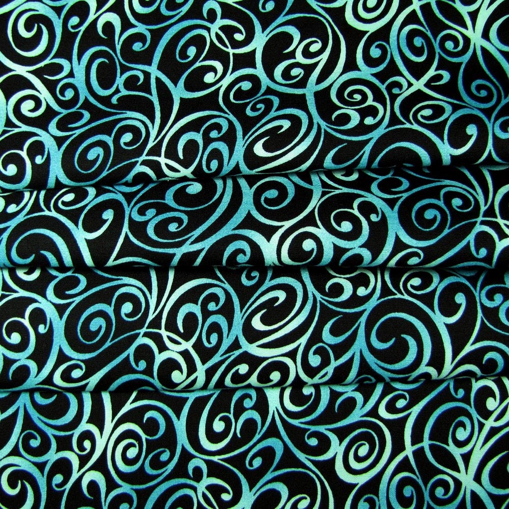 Kona Bay Butterfly Carnival Swirl Teal Fabric