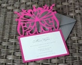 Butterfly Wedding Invitation Sample - unique, cutout, trellis design with customizable colors