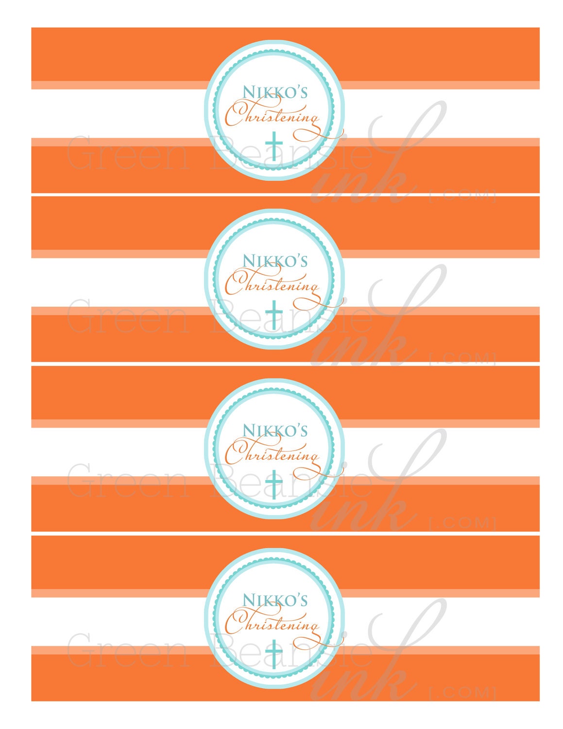 ORANGE AND TURQUOISE Printable Drink Wraps Il_570xn