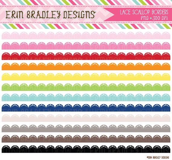 Clipart Lace Scalloped Borders Personal & Commercial Use Clip Art Digital Files Il_570xn
