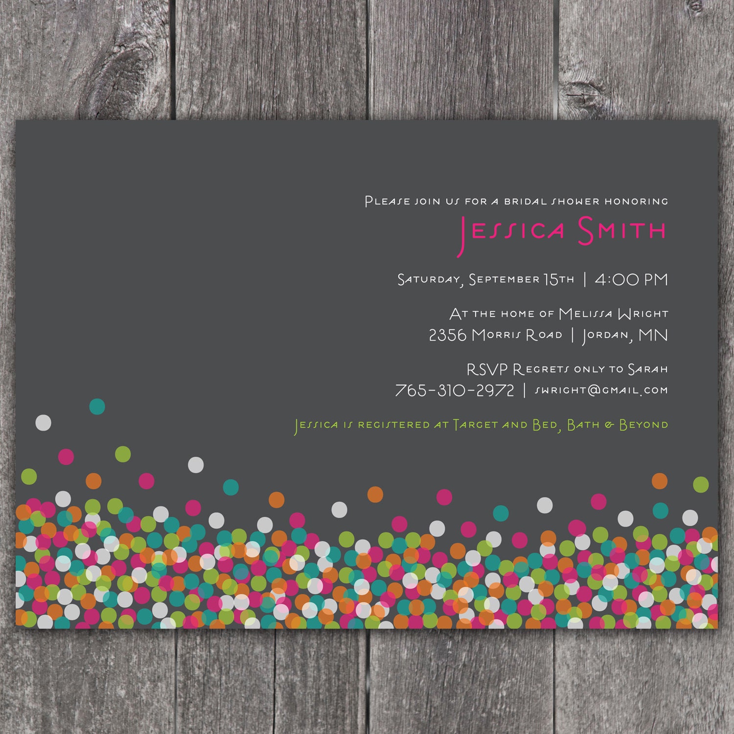 Confetti Shower - Custom Bridal Shower Invitation Bachelorette Party Il_570xn