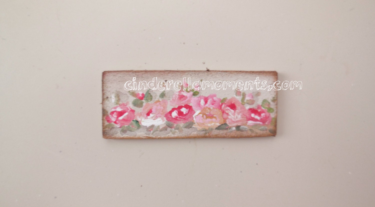 Dollhouse Painting Shabby Chic Roses Hand Painted 1/12 Scale