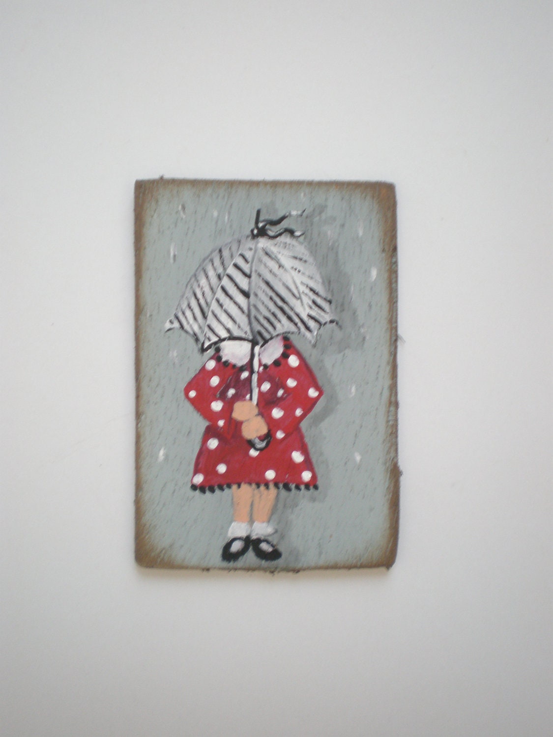 Hand Painted Under My Umbrella Dollhouse Miniature Painting