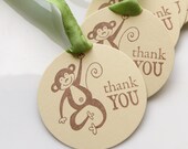 Monkey Birthday Tags Thank You - Set of 6 - Custom Colors Available - Birthday Party Favor Tags
