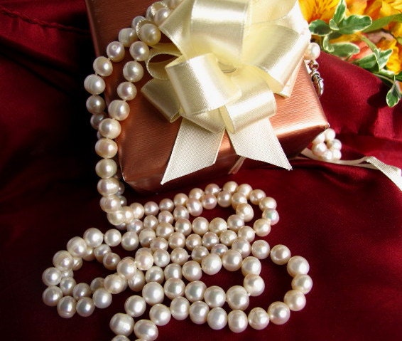 Sale, Cultured Pearl necklace, Long Pearl Strand, Statement Necklace, Classic Pearls, Pearl Jewelry, Unique Designer Pearls, One of A Kind,