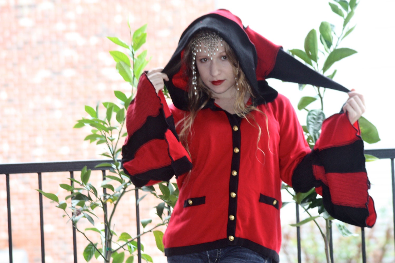 Military Style Recycled Hoodie with Bell Sleeves by SnugglePants- READY TO SHIP