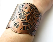 Copper Cuff bracelet - Hand Drawn and Etched - Celestial Variation III  - Custom -  Personalized Jewelry - handmade copper jewelry