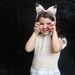 Arctic Fox Tail and Headband Costume - Halloween Girls White Fox Animal WOOL Hat and Tail Only - Eco Friendly Kids