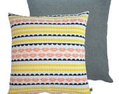 Lips - Screenprinted cushion in Peach