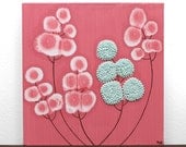 Pink Wall Art - Flower Painting on Small Canvas - 10X10 Textured Artwork for Baby Girls Nursery - IN STOCK