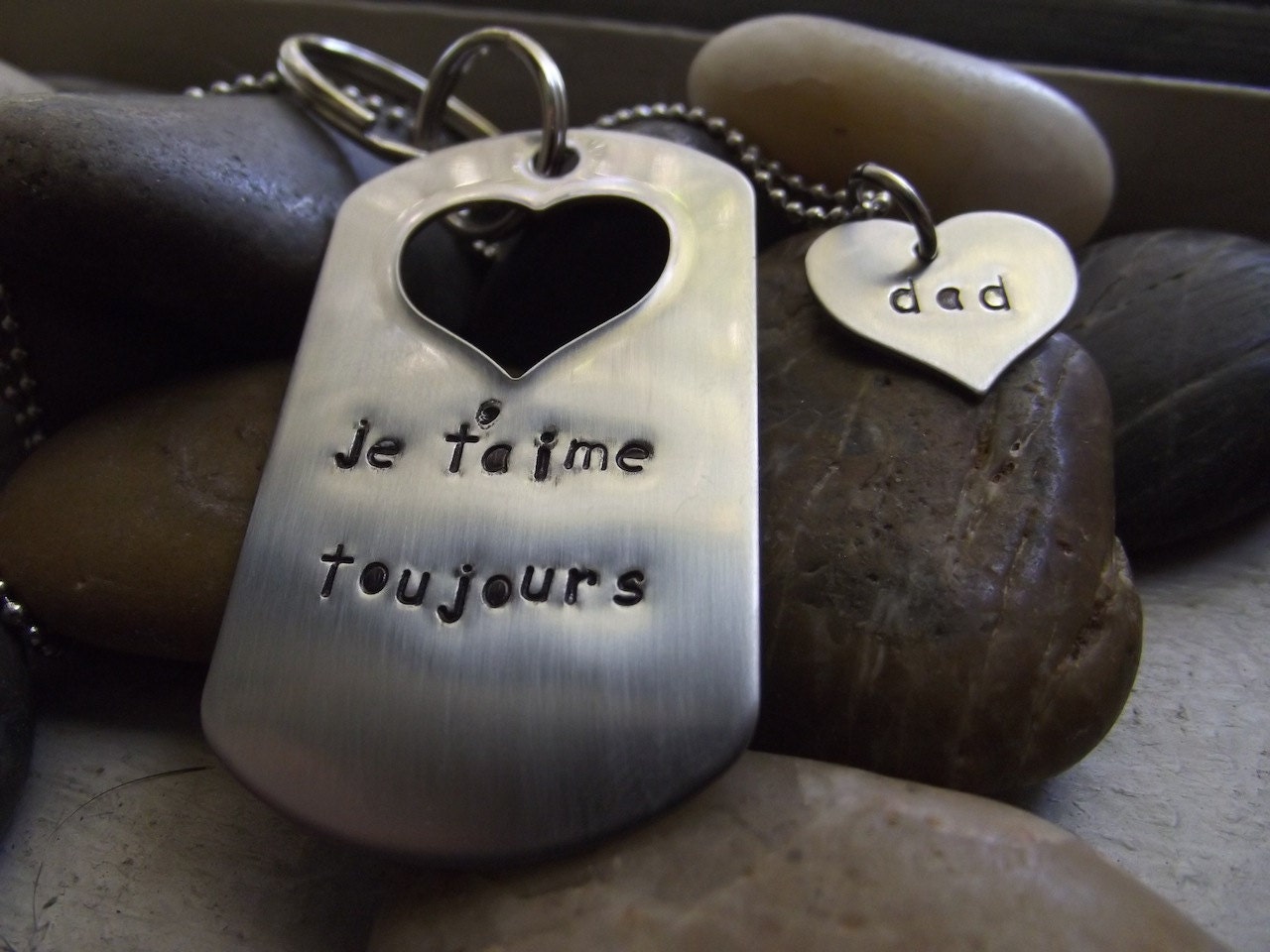 Je t'aime Toujours, Keychain for dad and Pendant for daughter