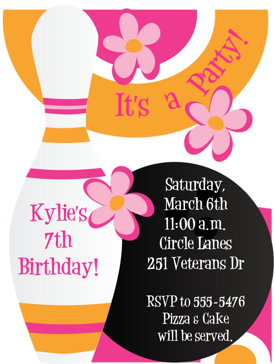 Girls Groovy Bowling Birthday Party Invitations Il_570xn