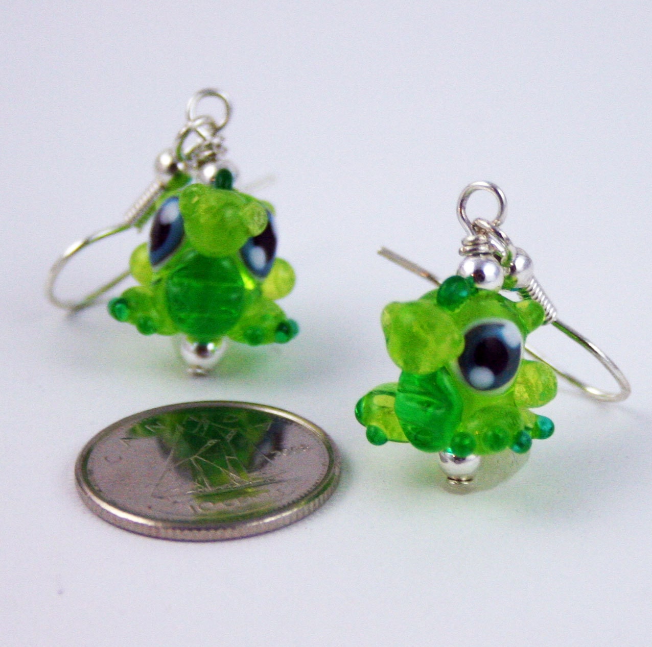 The 'Invisible' Transparent Green Dragon Lampworked Glass Earrings