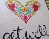 get well - heart (eco friendly card printed on banana paper)