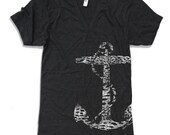 Unisex ANCHOR Tri Blend V Neck T Shirt american apparel XS  S  M  L (3 Color Options)