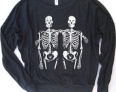 Womens SKELETONS Lightweight Tri-Blend Pullover - american apparel S M L (6 Color Options)