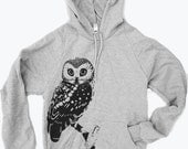 Unisex - Urban OWL  - Flex Fleece Classic Pullover Hoody Sweatshirt - (2 Color Options) - American apparel sizes xs s m l xl