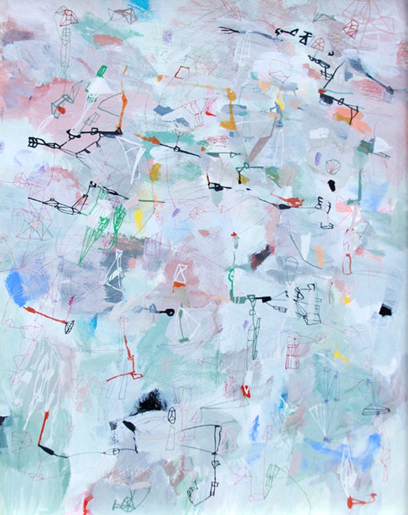 Neptune- Large art original art Original painting large painting colorful painting white painting abstract painting 23.5" x 18.75" inches