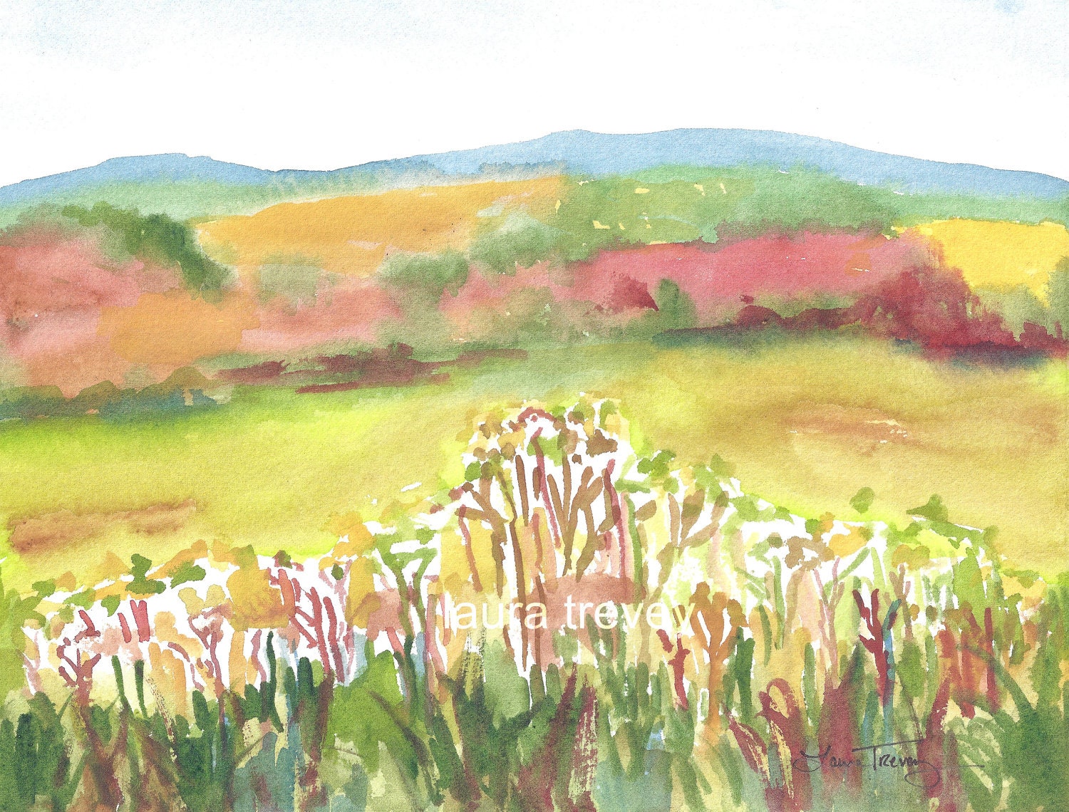 Colorful Landscape Watercolor Painting