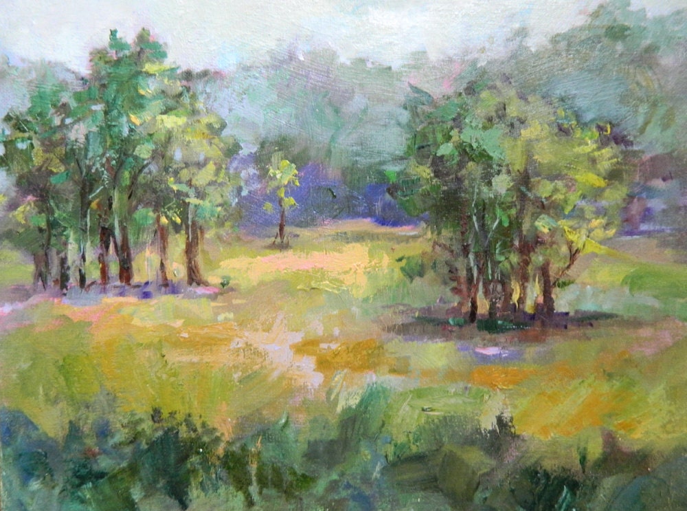 Original oil painting Summer Field of Trees by Marty Husted