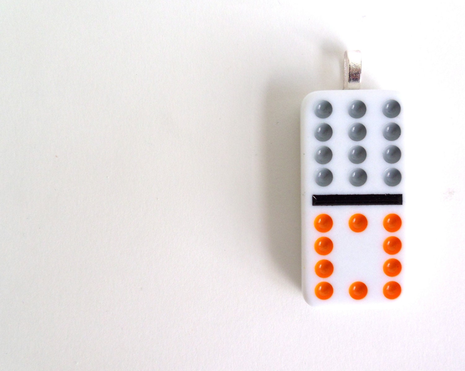 Domino Pendant. Orange. Grey. Repurposed by Calico City