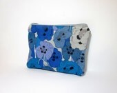 Small Zipper Pouch Small Wallet Small Cosmetic Bag Liberty of London Blue Flowers - handjstarcreations