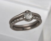 Natural rose cut diamond engagement ring set-18k gold