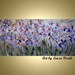 ORIGINAL Painting Modern Flowers Impasto oil Art IRIS GARDEN white,lavender,blue,beige colors