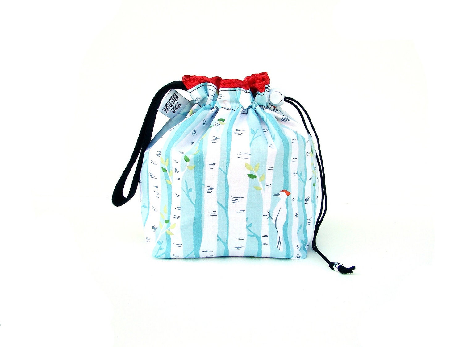 Knitting Bag Sock Project Bag Hexipuff Small Wip Bag Crochet Supplies - Woodpecker Forest