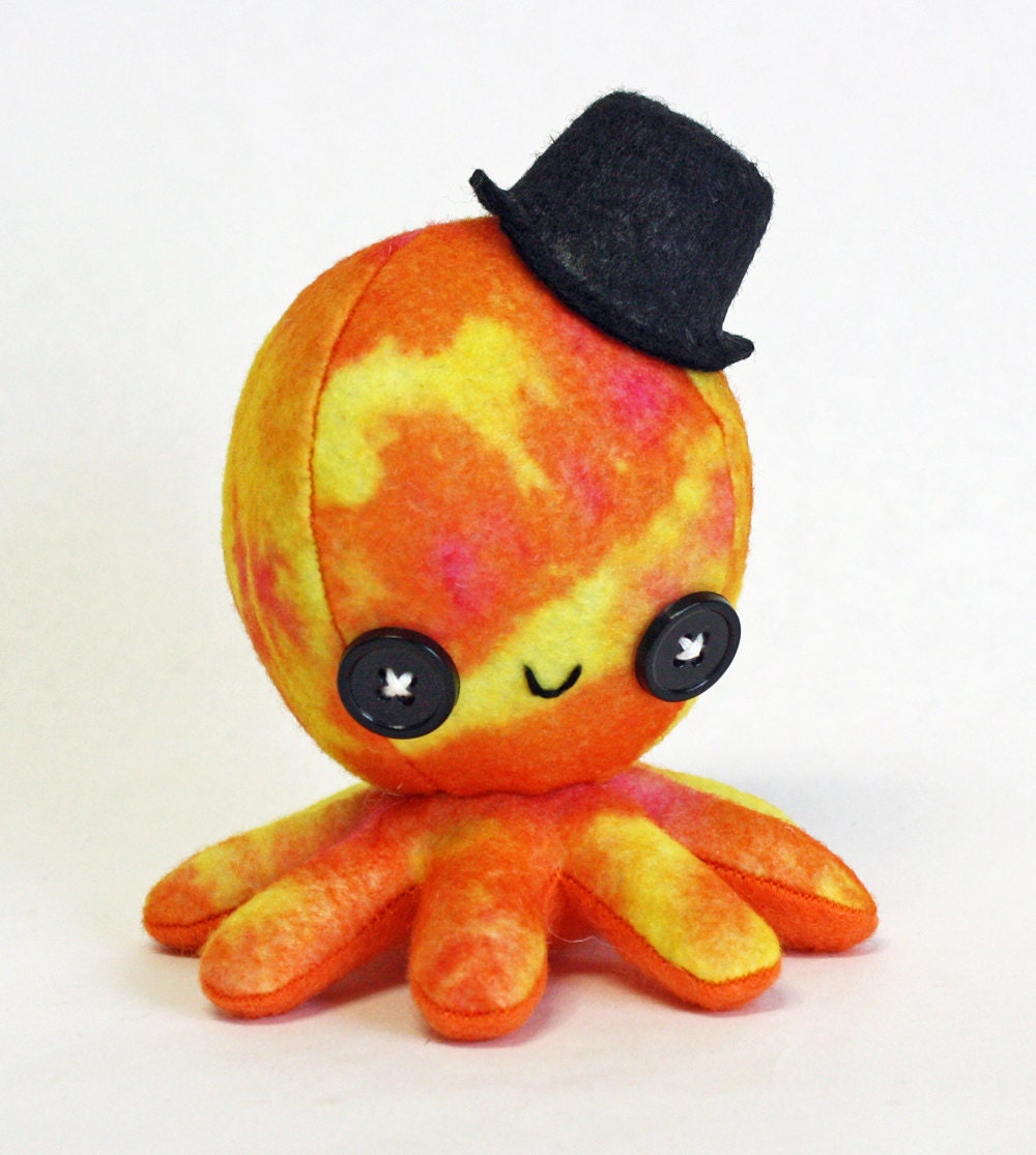 Orange, pink, and yellow octopus plushie - 4"